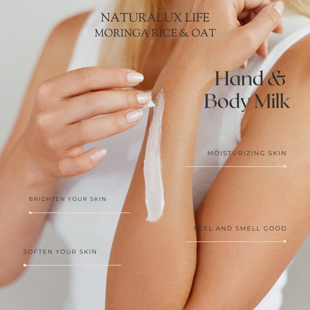 Loción para manos y cuerpo con seda de maíz y vitamina E