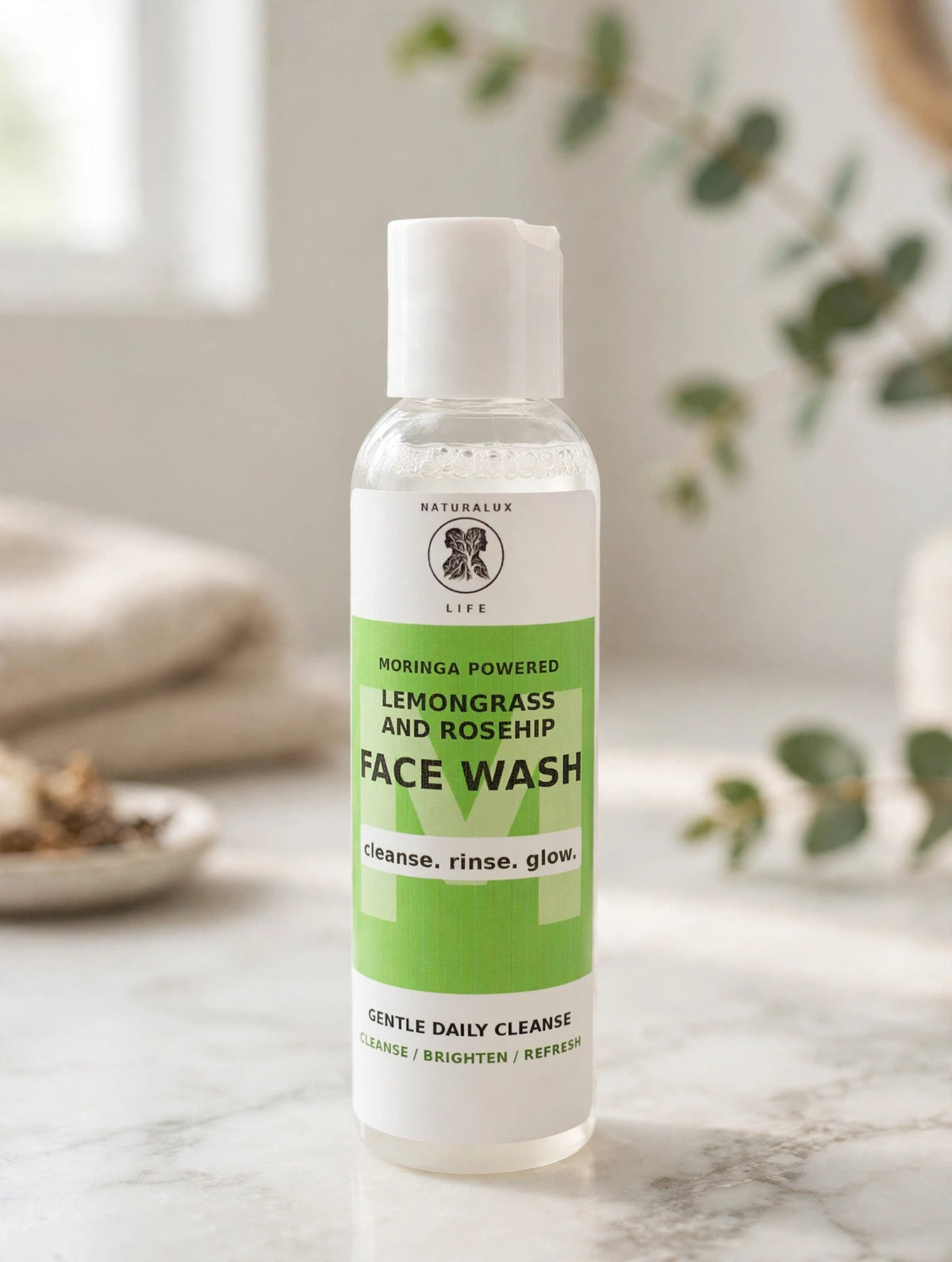 Naturalux Life Lemongrass and Rosehip Face Wash – Moringa Powered, 4 fl oz bottle