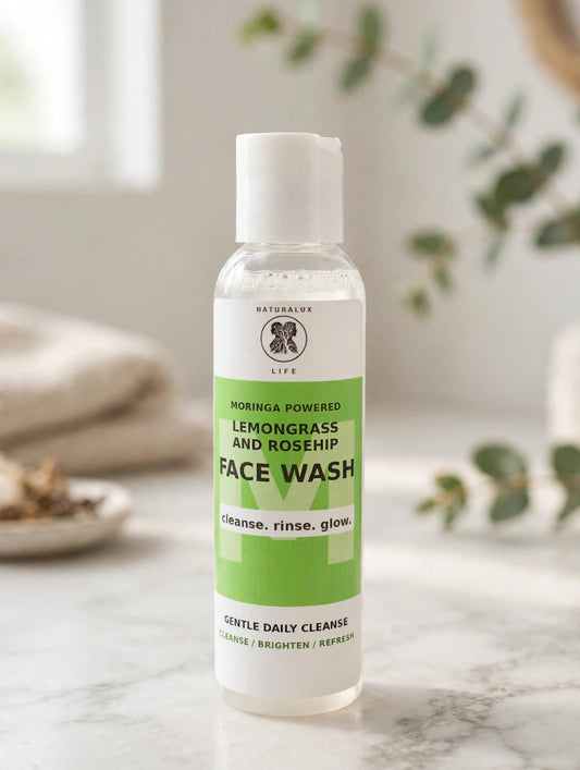 Naturalux Life Lemongrass and Rosehip Face Wash – Moringa Powered, 4 fl oz bottle