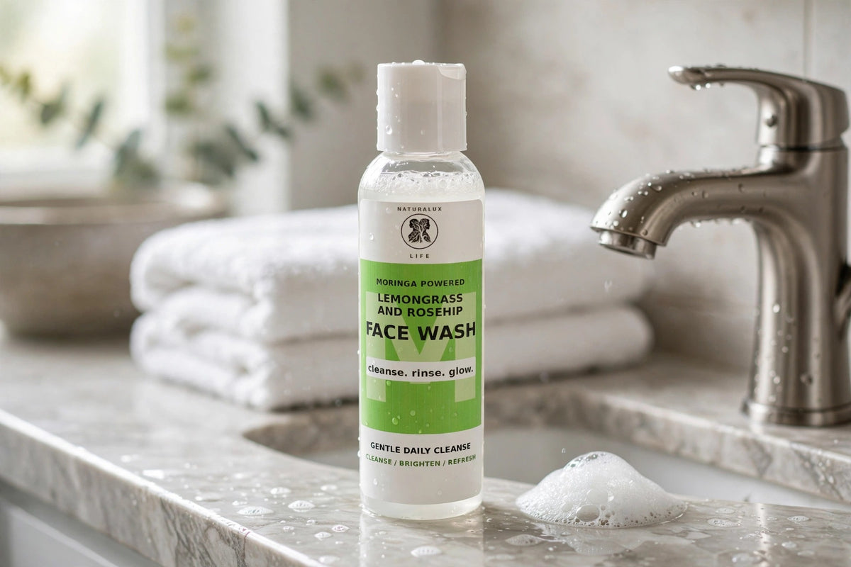 Naturalux Life Lemongrass and Rosehip Face Wash – Moringa Powered, 4 fl oz bottle