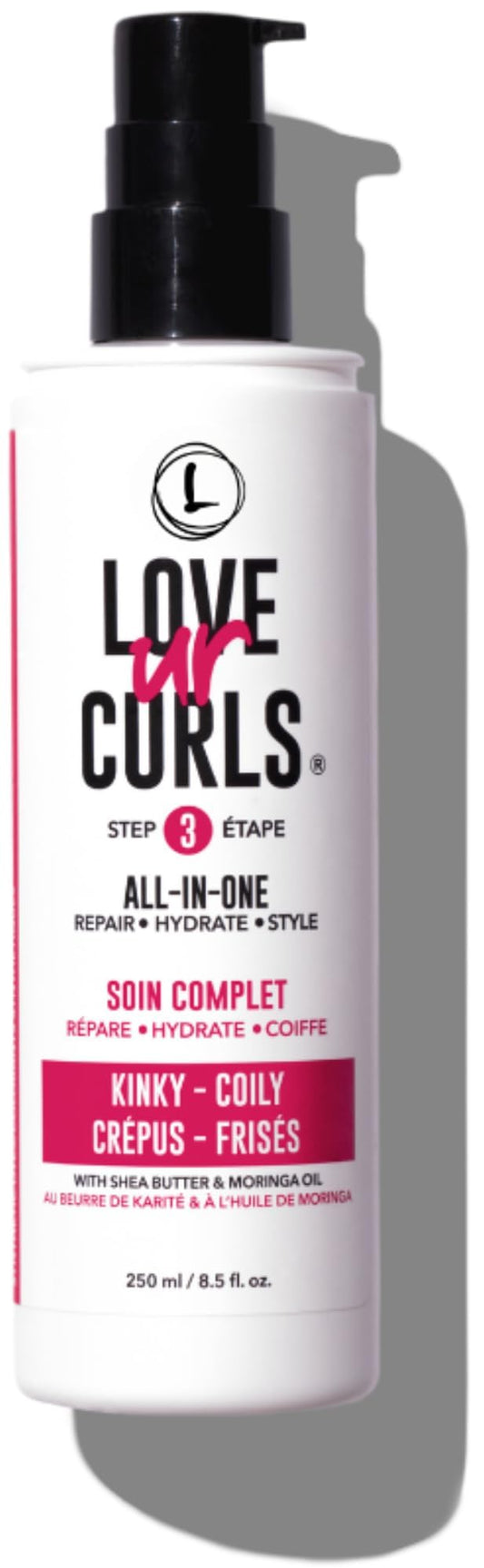 LUS Brands Love Ur Curls - Crema para peinar todo en uno, cabello ondulado, 8.5 onzas, repara, hidrata, cuidado del cabello ondulado, sin residuos ni pegajoso, manteca de karité y moringa