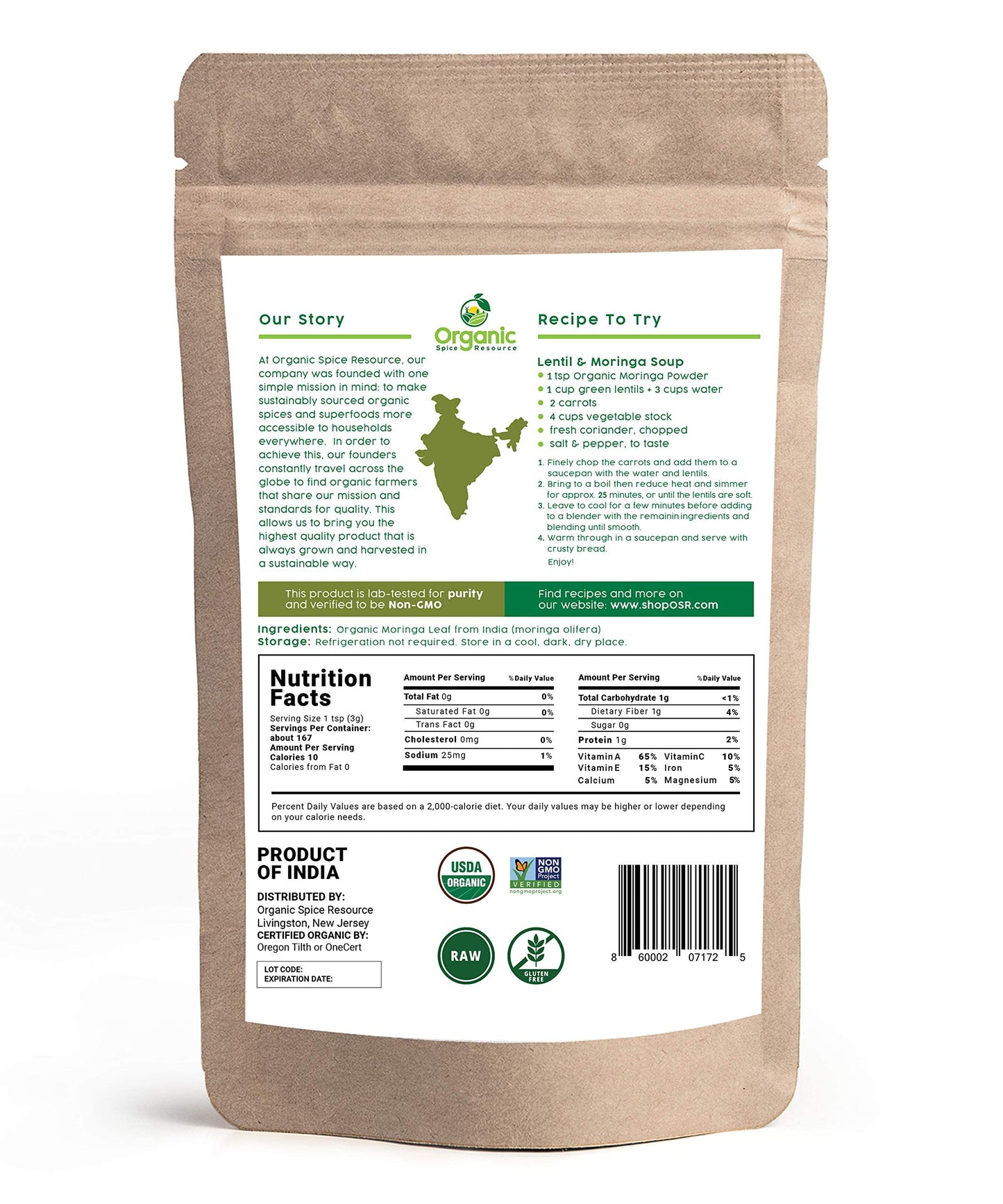 Organic Moringa Powder - USDA Organic