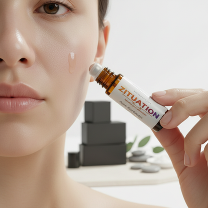 Natural acne spot treatment being applied to clear skin