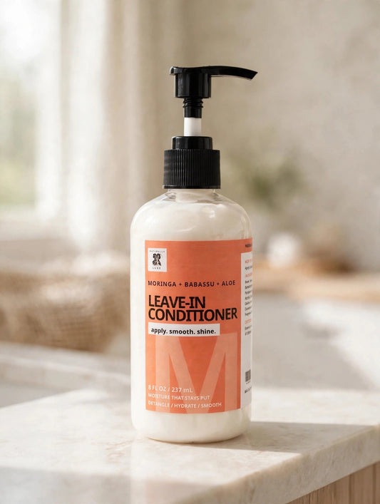 Leave-In Conditioner on a bright bathroom vanity