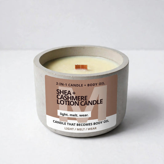 lotion Candle with Shea butter and Cashmere in a Concrete style vessel