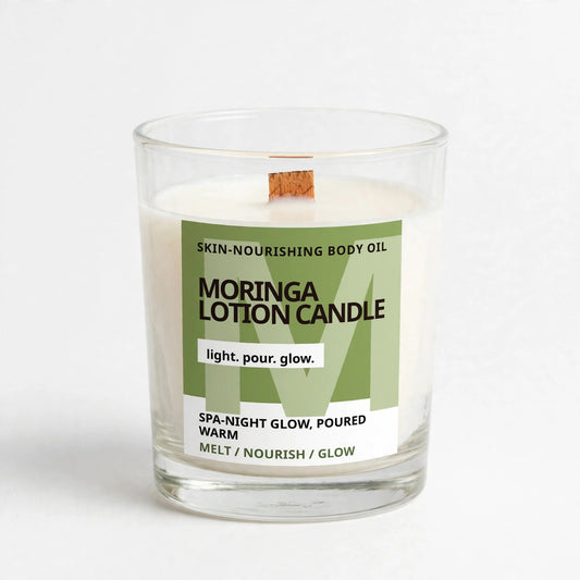 Moringa Lotion Candle – Melts into Skin-Nourishing Body Oil | Spa Luxury at Home